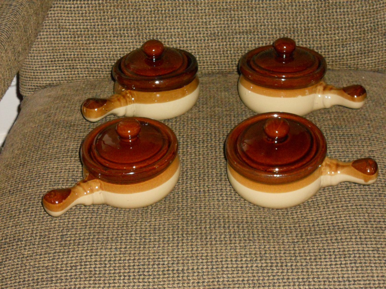 Onion Soup Bowls
 Stoneware French ion Soup Bowls Crocks With Lids Set of 4