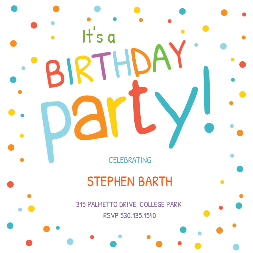 Online Birthday Invitation
 Confetti Dots Border Birthday Invitation Template Free