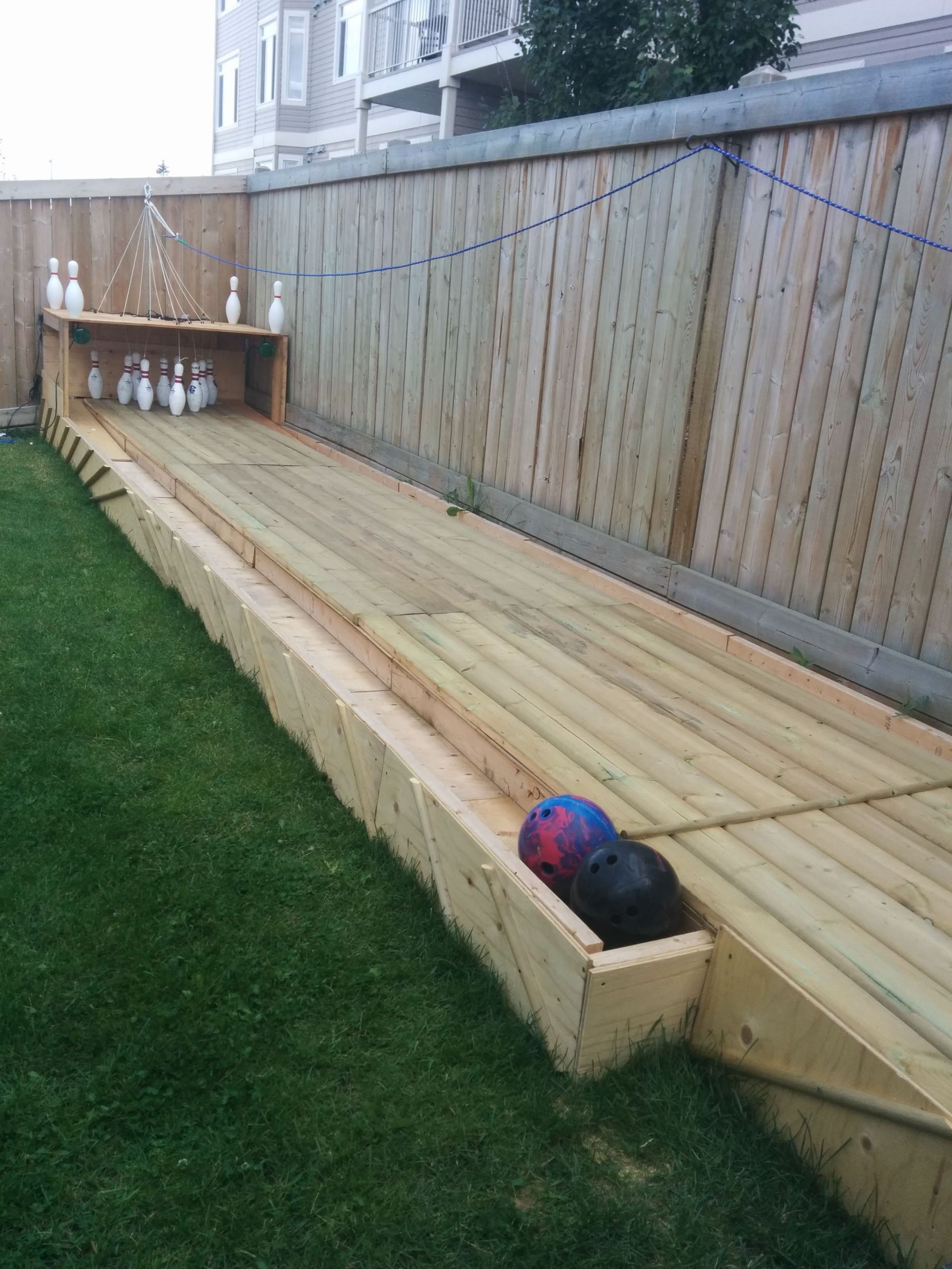 Outdoor Bowling Alley DIY
 Amazing DIY Wood Backyard Bowling Alley