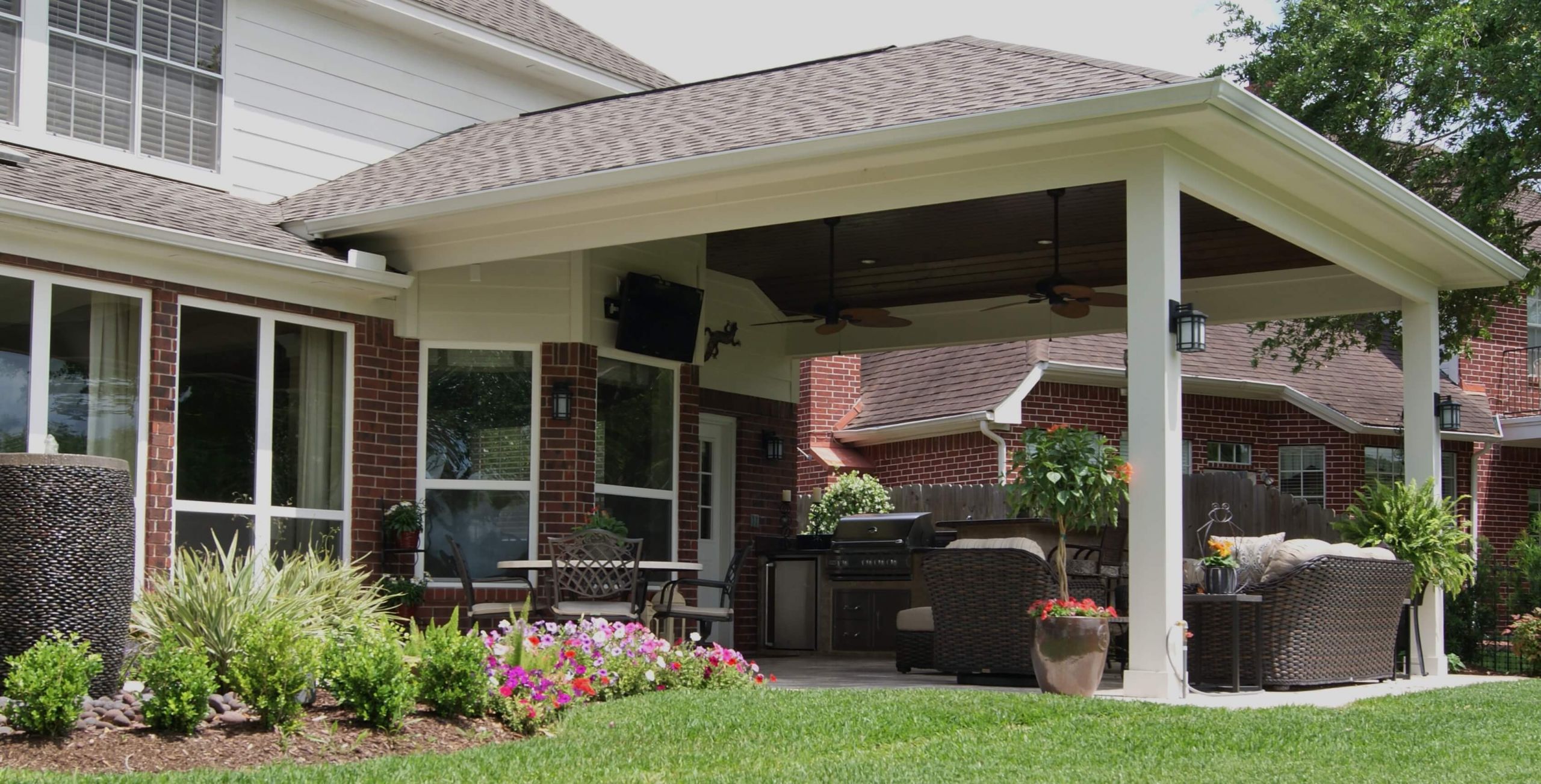 Outdoor Kitchen Covered Patio
 Patio Cover & Outdoor Kitchen In First Colony Texas