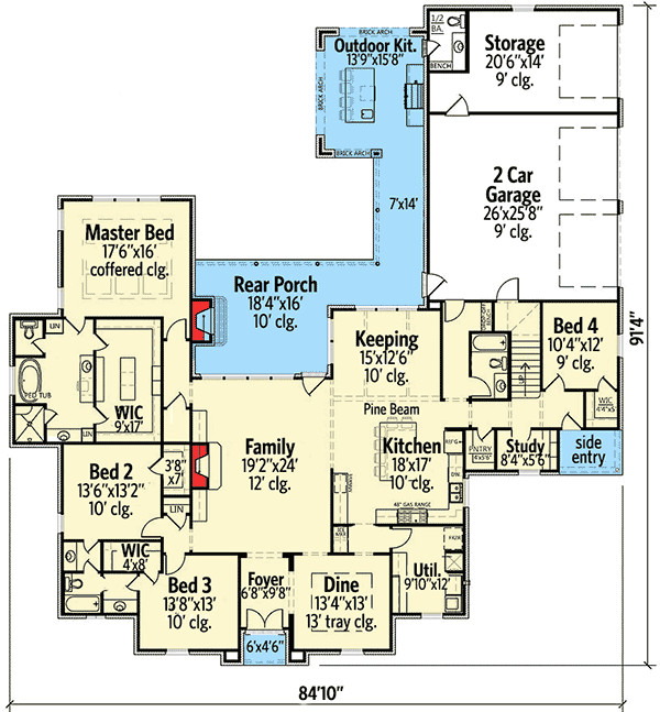 Outdoor Kitchen Floor Plans
 4 Bed French Country with Outdoor Kitchen SM