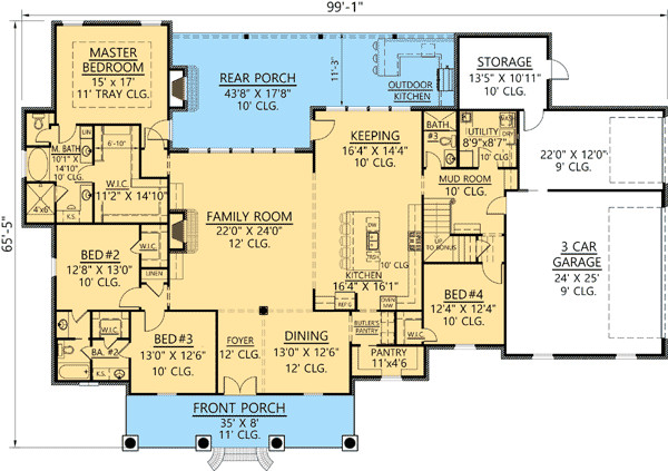 Outdoor Kitchen Floor Plans
 Acadian Home Plan With Outdoor Kitchen SM