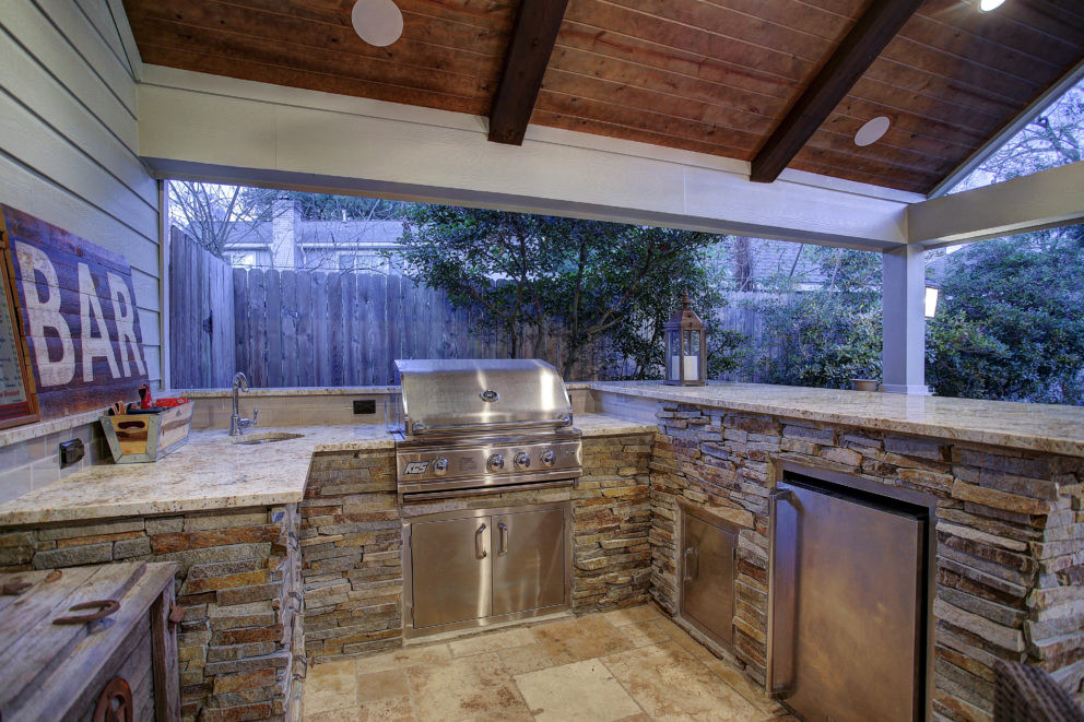 Outdoor Kitchen Patio
 Outdoor Living and Remodeled Garage in West Memorial