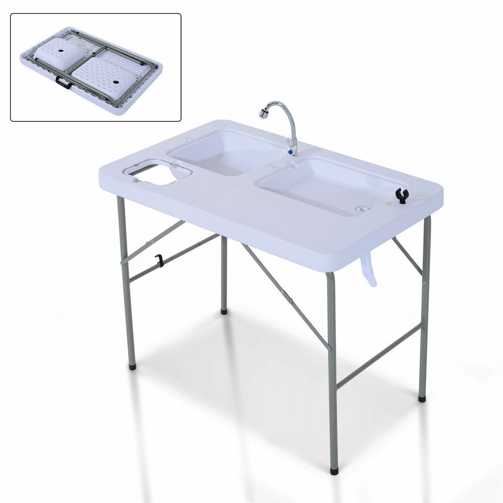 Outdoor Kitchen Sinks And Faucets
 Portable Folding Fish Cleaning Cutting Table Outdoor