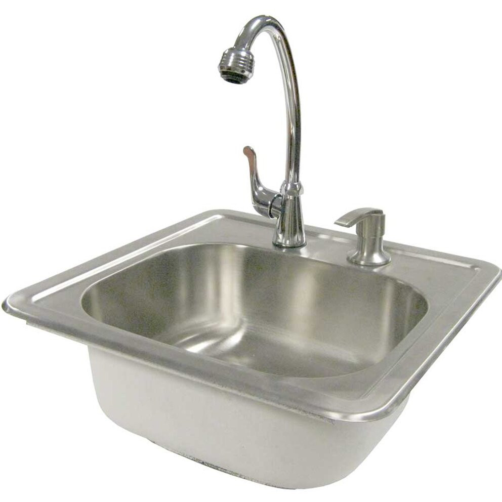 Outdoor Kitchen Sinks And Faucets
 CalFlame Outdoor Stainless Steel Sink with Faucet and Soap