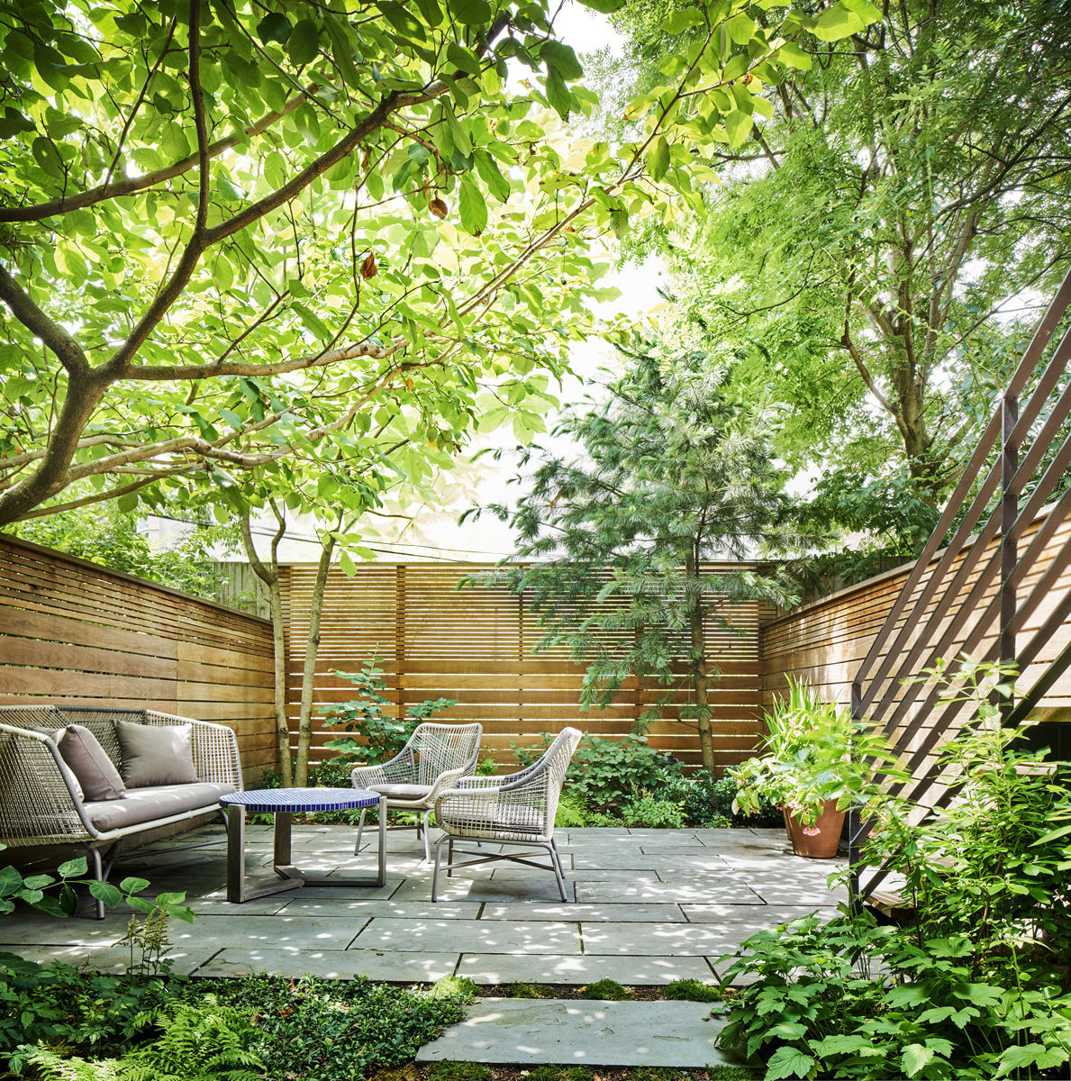 Outdoor Landscape Slope
 Landscape Architect Visit A Leafy Garden in Park Slope in