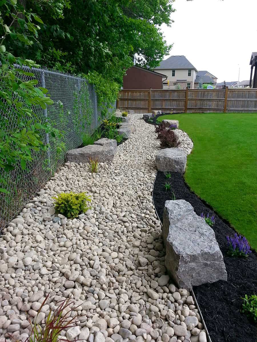 Outdoor Landscape With Stones
 Backdrop Garden 1 3 River Rock Black Beauty Mulch