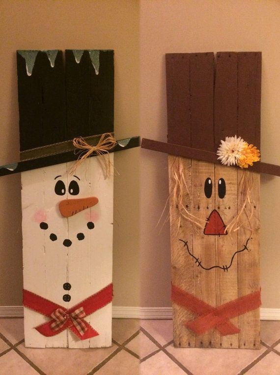 Outdoor Wood Crafts
 Super cute wooden scarecrow snowman Great for indoor or