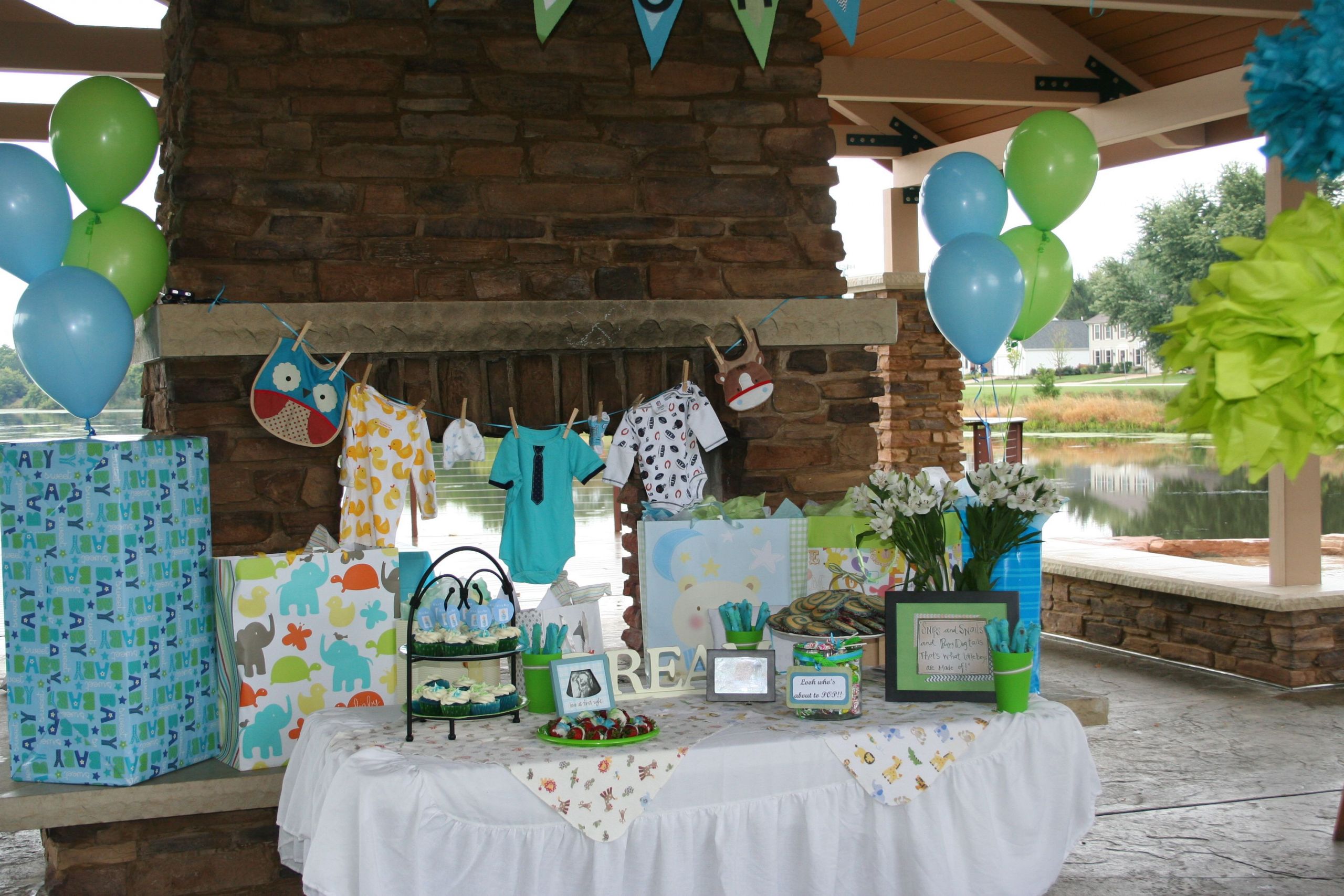 Outdoors Baby Shower Decoration Ideas
 Outdoor baby boy shower table ideas