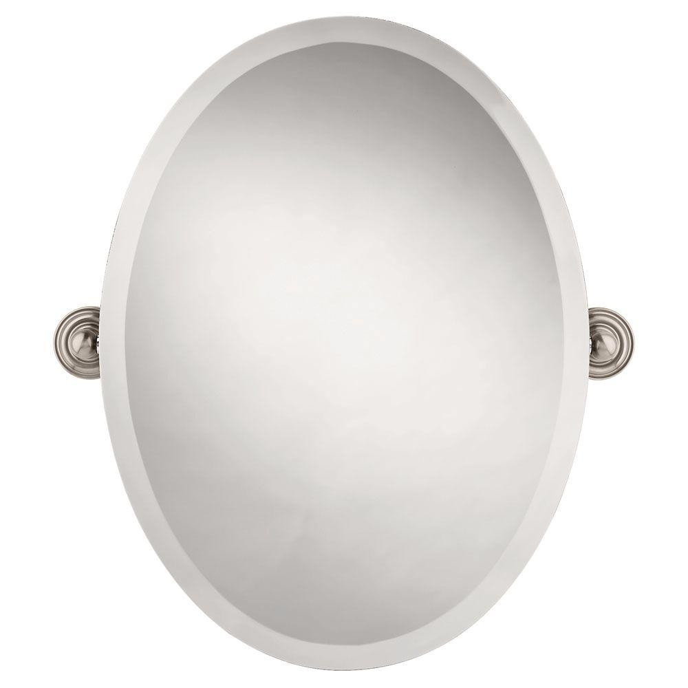 Oval Bathroom Mirrors Brushed Nickel
 Delta Greenwich 24 in x 18 in Frameless Oval Bathroom