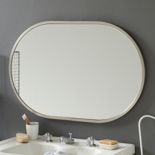 Oval Bathroom Mirrors Brushed Nickel
 Metal Oval Wall Mirror Brushed Nickel Modern Wall