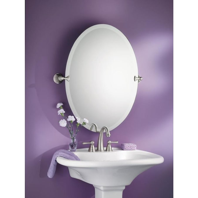 Oval Bathroom Mirrors Brushed Nickel
 Moen Glenshire 22 81 in Brushed Nickel Oval Frameless