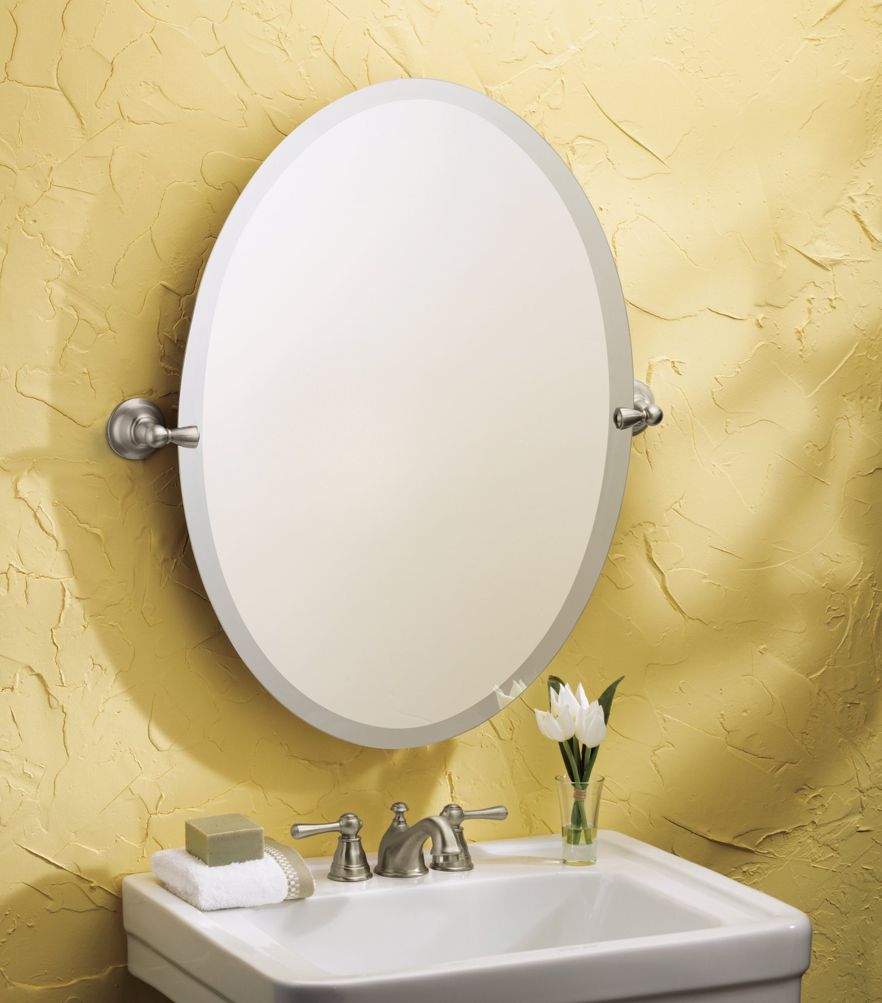 Oval Bathroom Mirrors Brushed Nickel
 Moen DN6892BN Sage Bathroom Oval Tilting Mirror Brushed