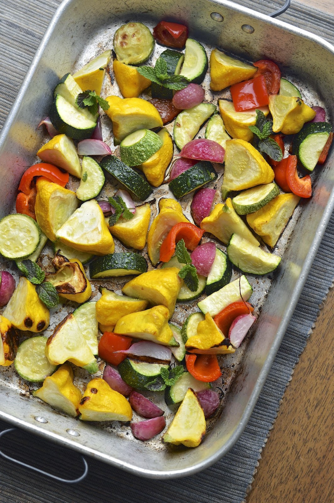 Oven Roasted Summer Vegetables
 Roasted Summer Ve ables with Lemon Tahini Dressing