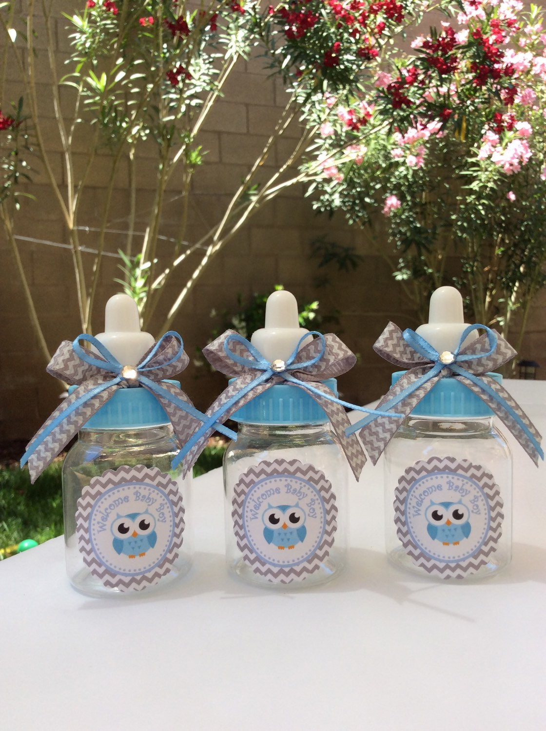 Owl Themed Baby Gifts
 12 small 3 5 Owl boy baby shower favors chevron owl