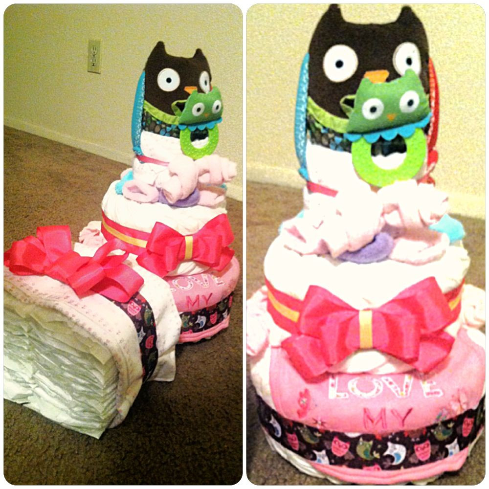 Owl Themed Baby Gifts
 Owl themed diaper cake for a baby girl The perfect t