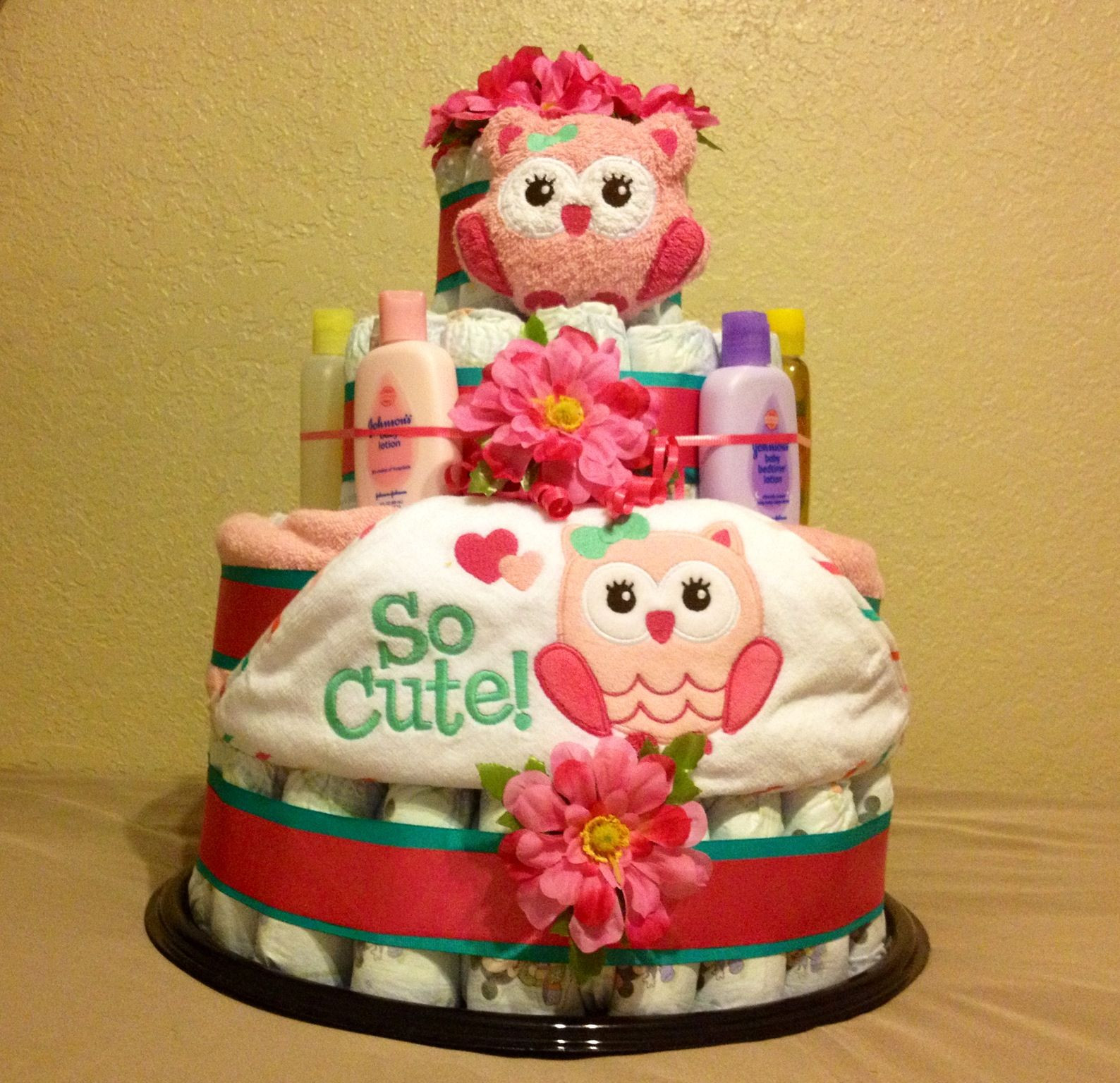 Owl Themed Baby Gifts
 An owl themed diaper cake I made for my friends baby