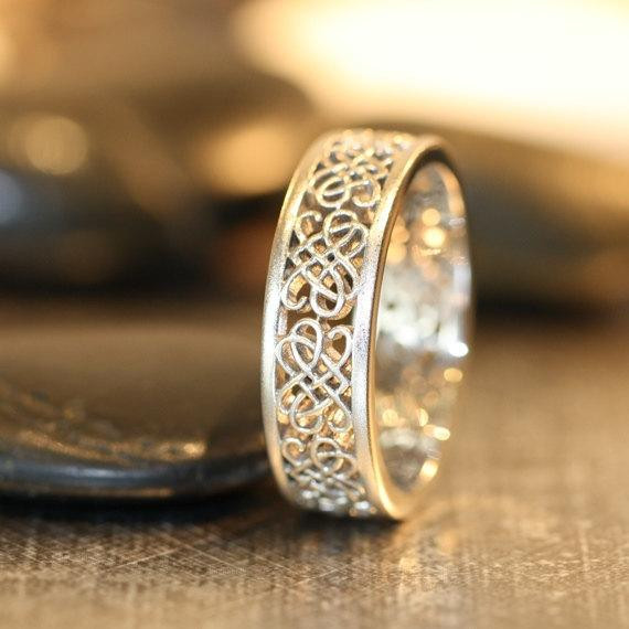 Pagan Wedding Rings
 Items similar to Celtic Wedding Ring 14k White Gold Unique