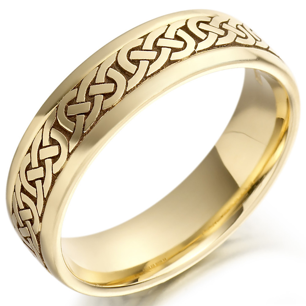 Pagan Wedding Rings
 Irish Wedding Ring Mens Gold Celtic Knots Wedding Band