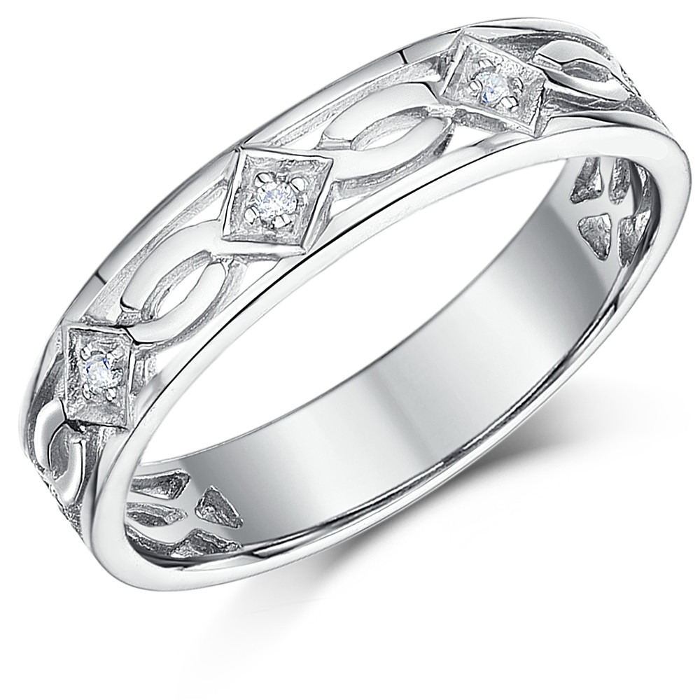 Pagan Wedding Rings
 5mm 9ct White Gold Celtic Diamond Wedding Ring 9ct White