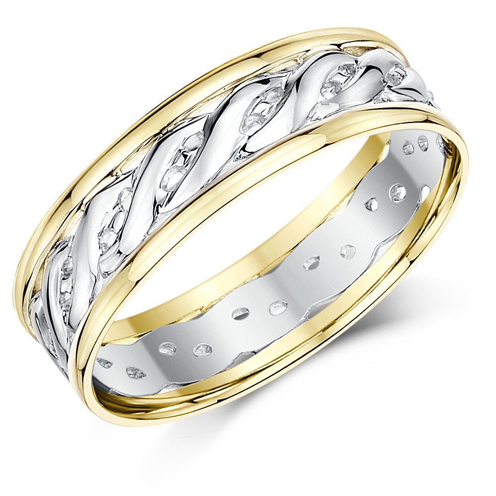 Pagan Wedding Rings
 6mm 9ct Yellow & White Gold Two Colour Celtic Wedding Ring