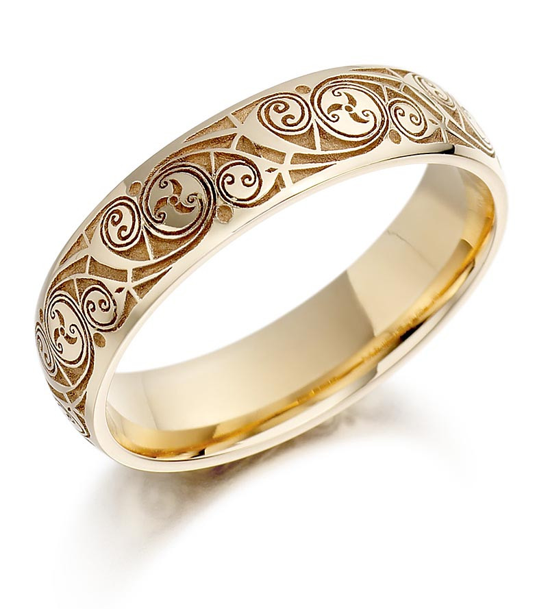 Pagan Wedding Rings
 Celtic Wedding Ring Mens Gold Celtic Spiral Triskel