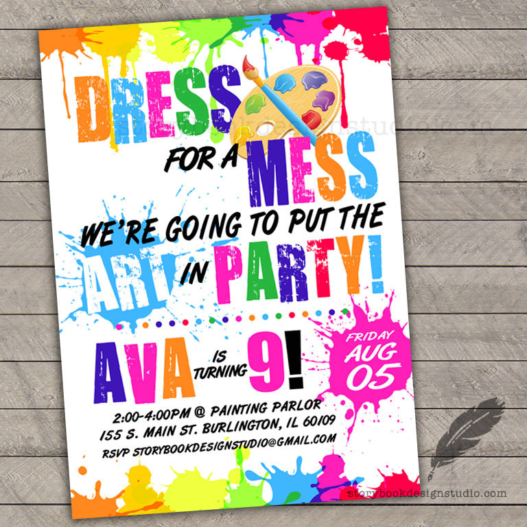 Paint Party For Kids
 Paint Birthday Party Invitations kids birthday paint
