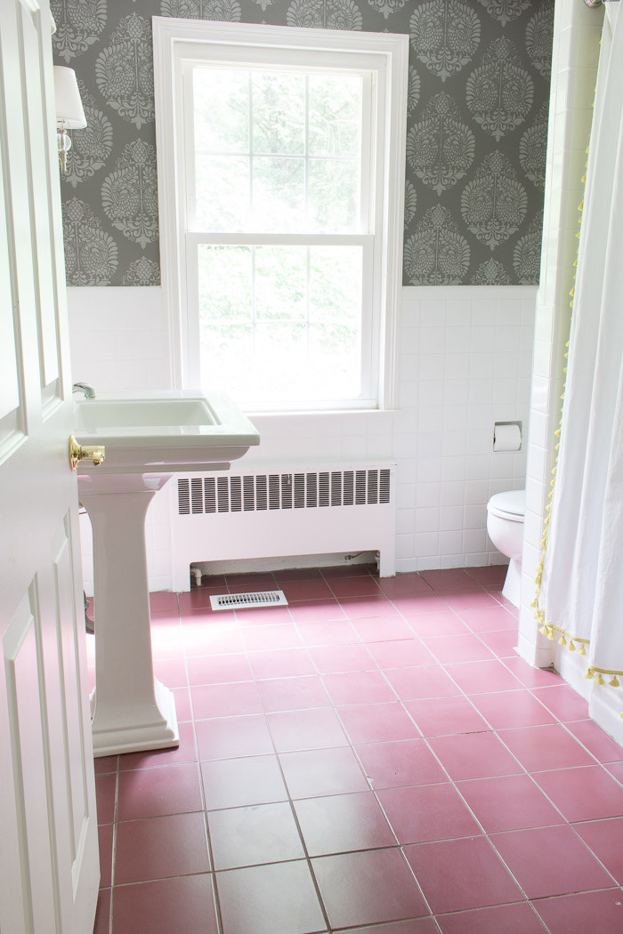 Painted Bathroom Tile Floor
 How I Painted Our Bathroom s Ceramic Tile Floors A Simple