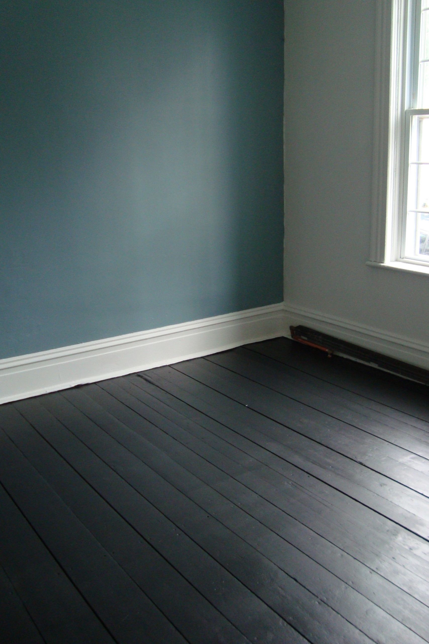 Painted Bedroom Floor
 black floorboards