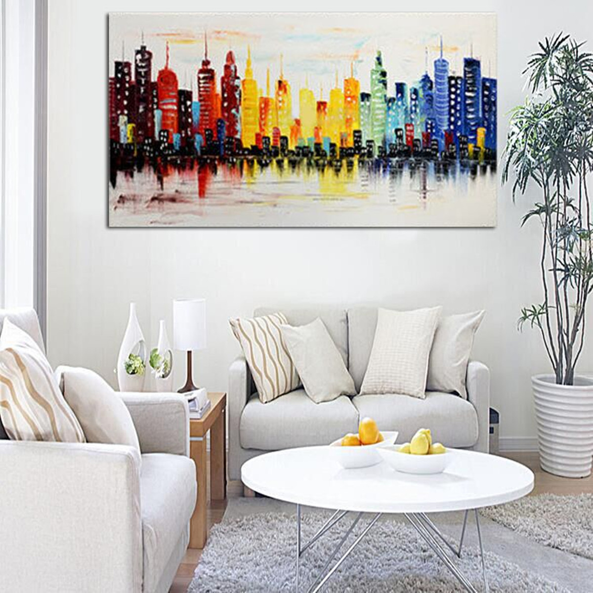 Paintings For Living Room Walls
 120X60CM Modern City Canvas Abstract Painting Print Living