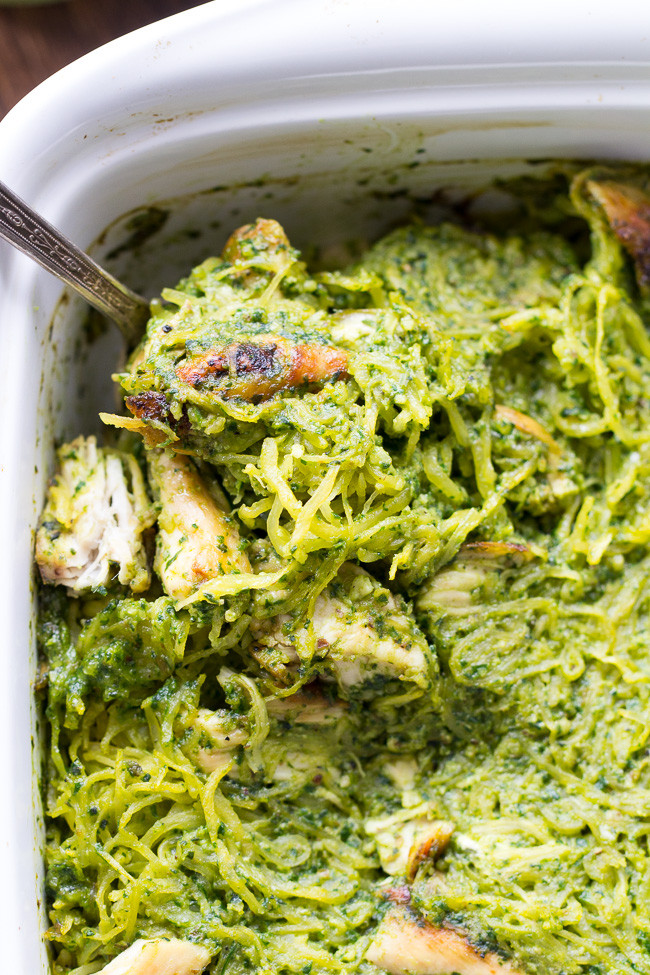 Paleo Spaghetti Squash
 Chicken Pesto Paleo Spaghetti Squash Whole30