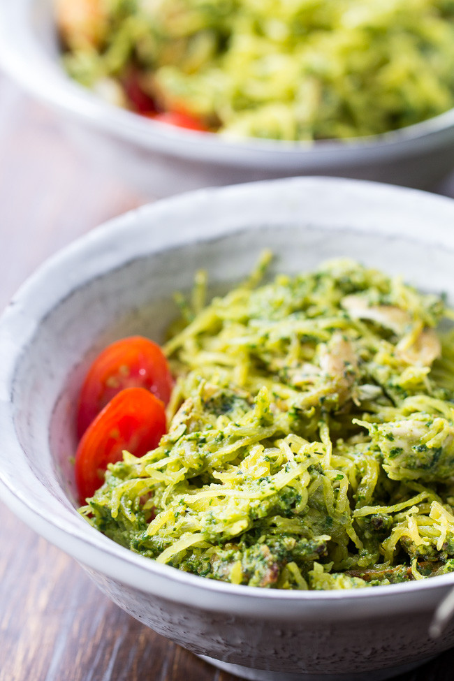 Paleo Spaghetti Squash
 Chicken Pesto Paleo Spaghetti Squash Whole30