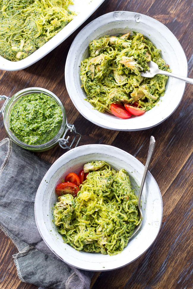 Paleo Spaghetti Squash
 Chicken Pesto Paleo Spaghetti Squash Whole30