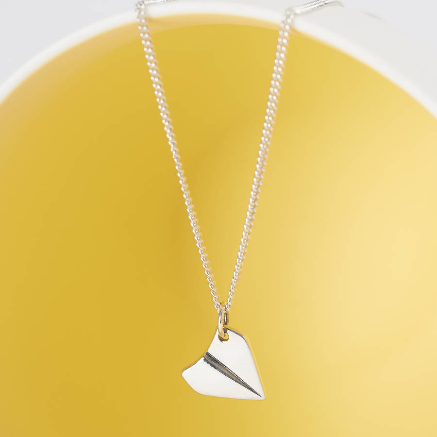 Paper Airplane Necklace
 sterling silver paper aeroplane necklace by suzy q designs