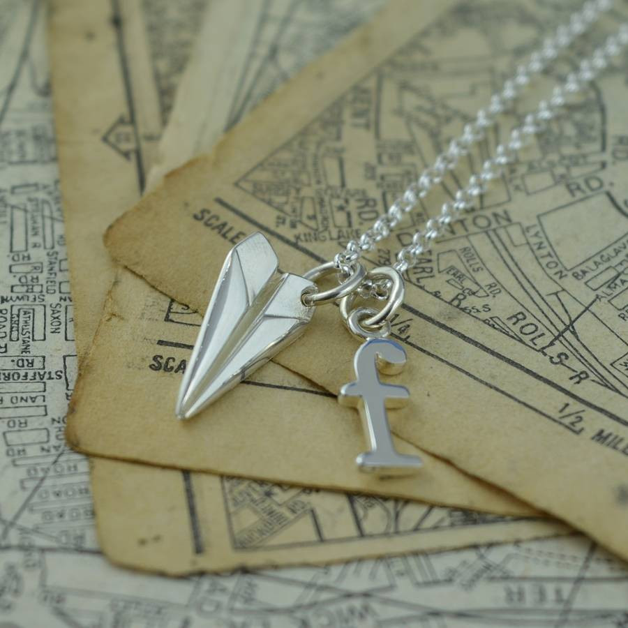 Paper Airplane Necklace
 Sterling Silver Paper Plane Necklace By Lily Charmed