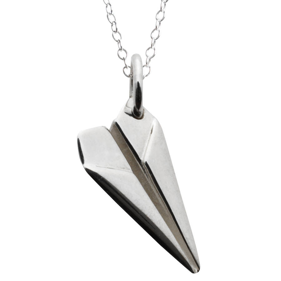 Paper Airplane Necklace
 silver paper plane necklace by lily charmed