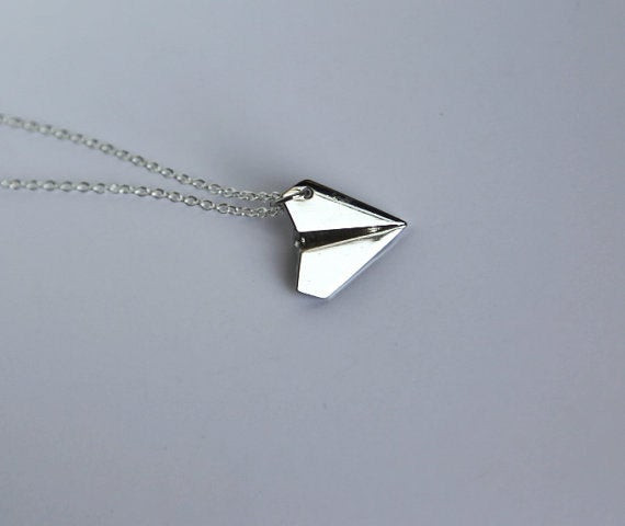 Paper Airplane Necklace
 Paper Airplane Necklace 925 Sterling Silver Chain Origami