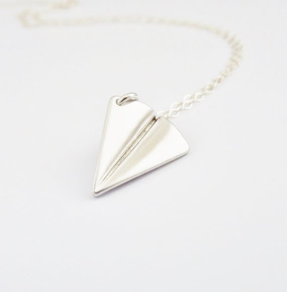 Paper Airplane Necklace
 Silver Paper Airplane Necklace Sterling Silver Chain