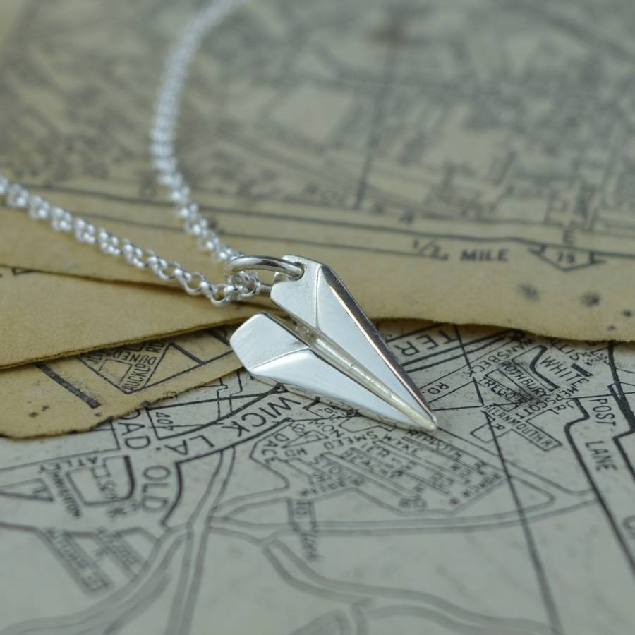 Paper Airplane Necklace
 silver paper plane necklace by lily charmed