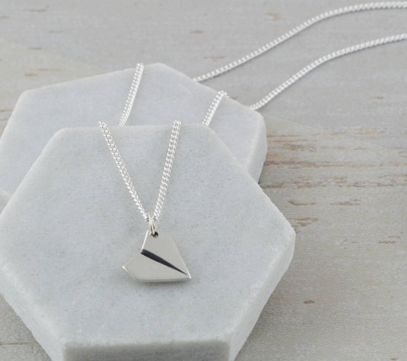 Paper Airplane Necklace
 sterling silver paper aeroplane necklace by suzy q designs