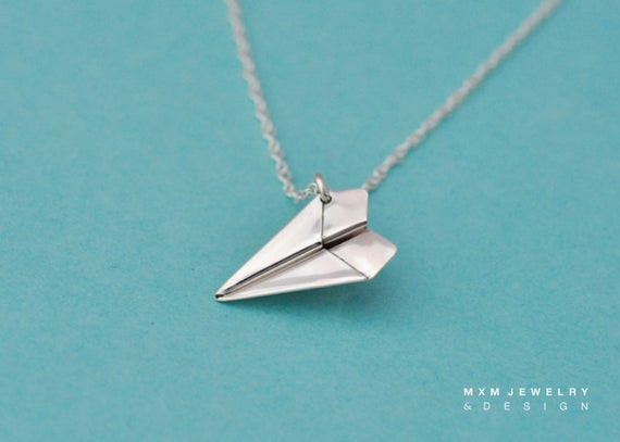 Paper Airplane Necklace
 The Original Handfolded Paper Airplane Necklace