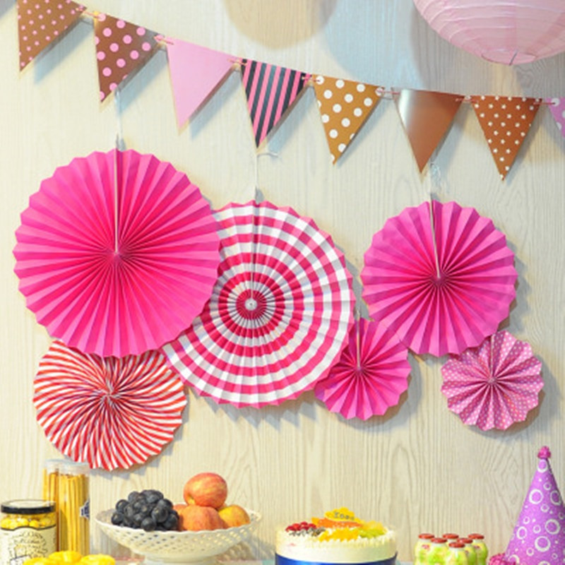 Paper Fan Decorations DIY
 6Pcs set Colorful Wheel Tissue Paper Fans Flowers Wedding