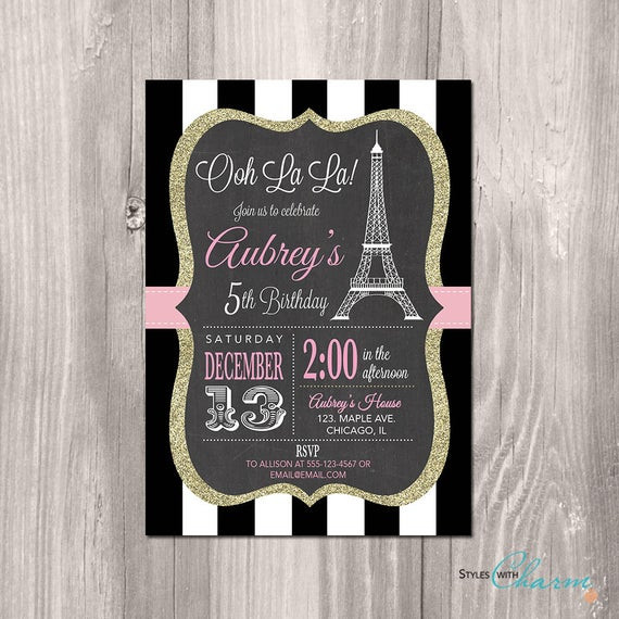 Paris Birthday Invitations
 Paris Birthday Invitation Printable Paris by StyleswithCharm