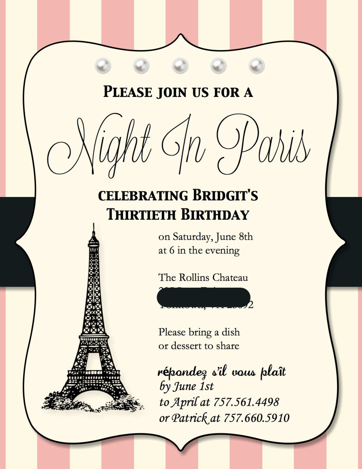 Paris Birthday Invitations
 Paris themed Birthday Party Invitations 15 invites