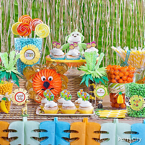 Party City Baby Shower Candy
 Jungle Theme Baby Shower Candy Buffet Idea Party City