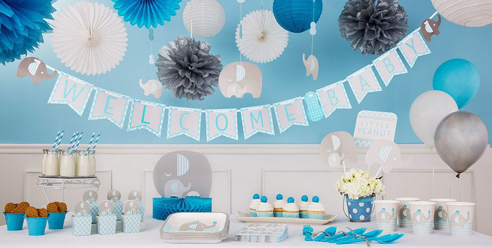 Party City Baby Shower Decor
 Blue Baby Elephant Baby Shower Decorations Party City