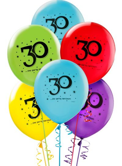 Party City Birthday Balloons
 The Party Continues 30th Birthday Balloons 12in 15ct