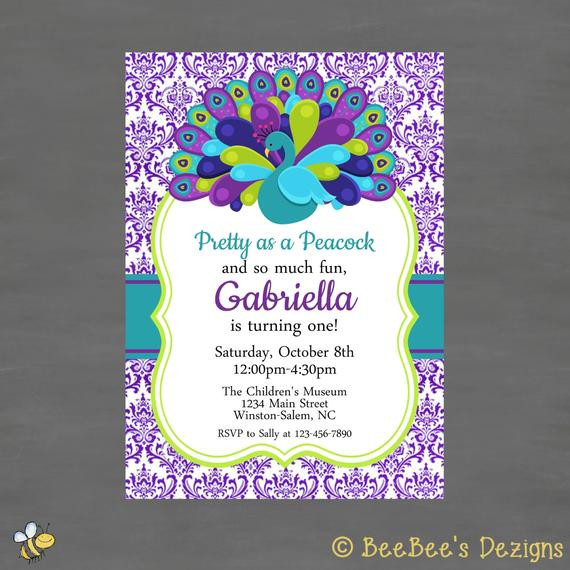 Peacock Birthday Invitations
 Peacock Birthday Party InvitationPrintable Invitation