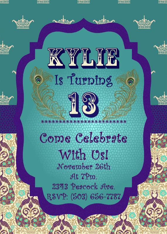 Peacock Birthday Invitations
 Peacock Birthday Party Invitation JPEG 300 dpi by