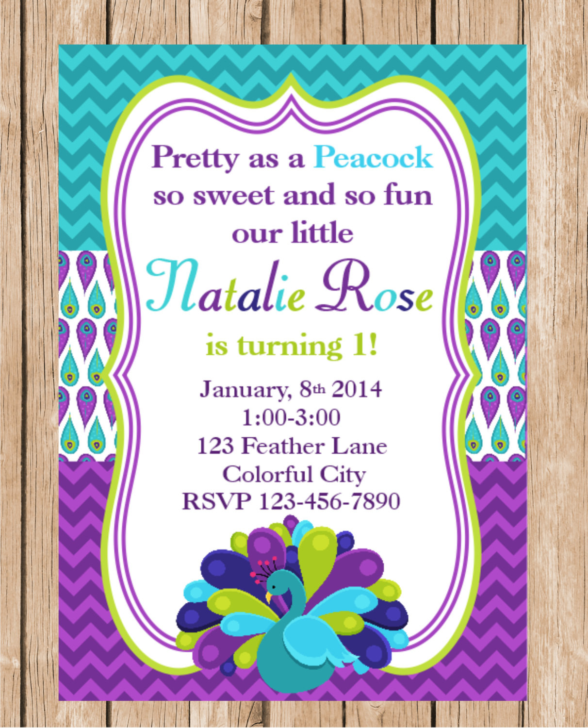 Peacock Birthday Invitations
 Pretty Peacock Birthday Invitation